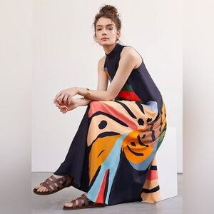 Farm Rio x Anthropologie Monstera Halter Maxi Dress